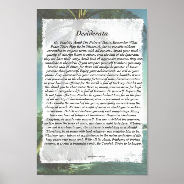 Póster DESIDERATA Carek Palm Beach (Frente)