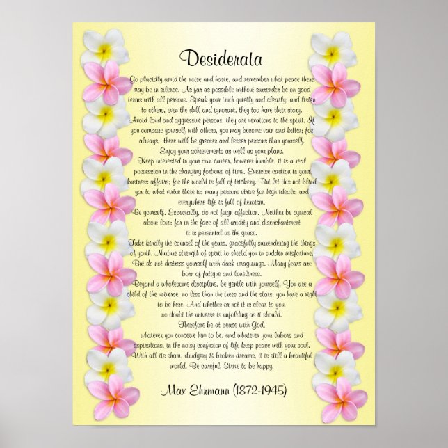 Poster Desiderata "coisas desejadas" (Frente)
