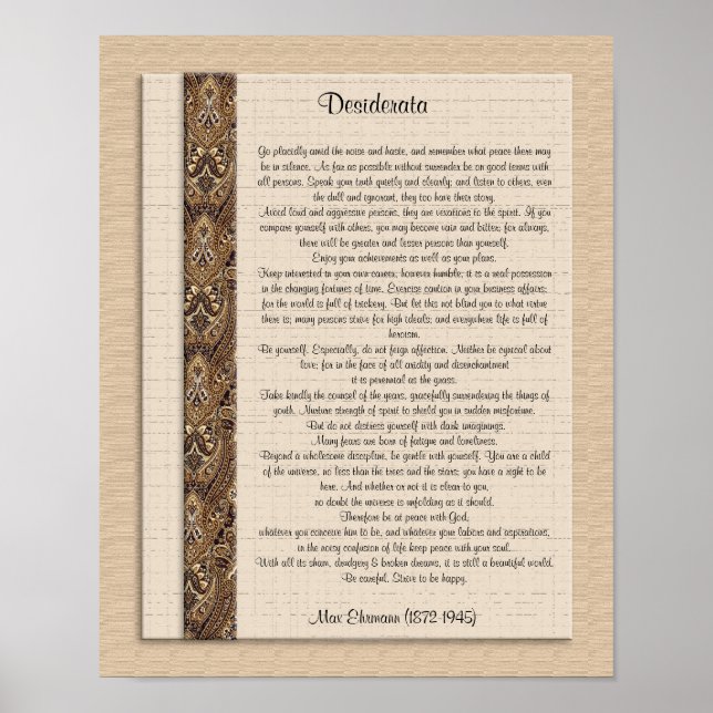 Poster Desiderata "coisas desejadas" design Brown (Frente)