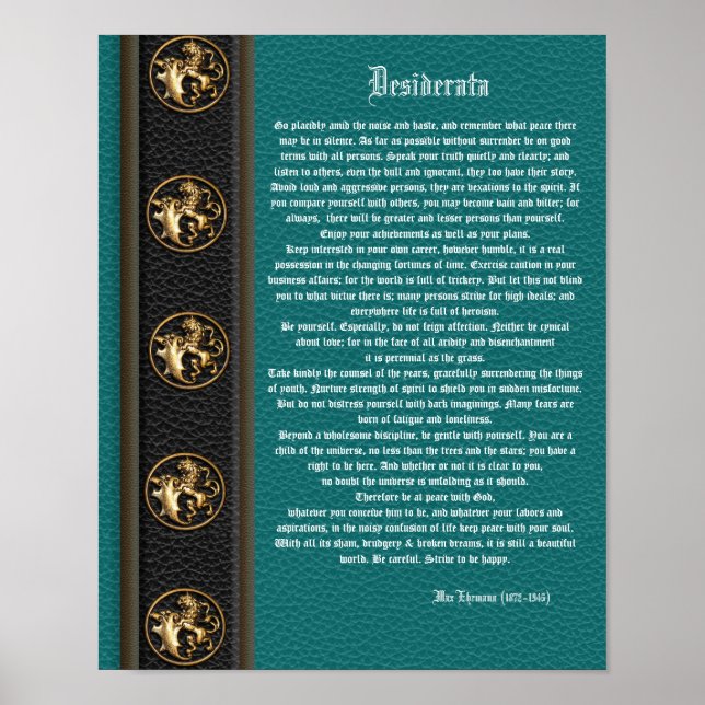 Póster Desiderata "coisas desejadas", fundo masculino pro (Frente)