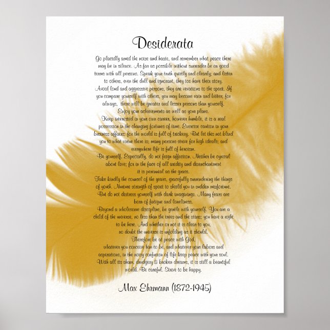 Póster Desiderata "coisas desejadas", pena de Ouro (Frente)