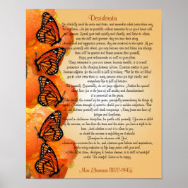 Póster Desiderata "coisas desejadas", prosa borboleta Mon