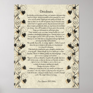 Poster Desiderata "coisas desejadas", prosa em pergaminho
