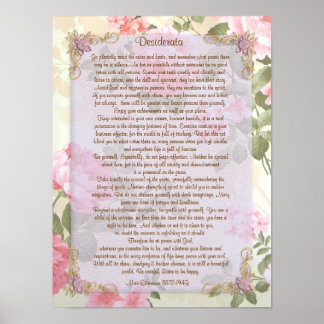 Poster Desiderata "coisas desejadas", prosa floral