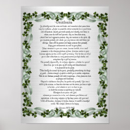 Poster Desiderata "coisas desejadas" prosa fundo irlandês