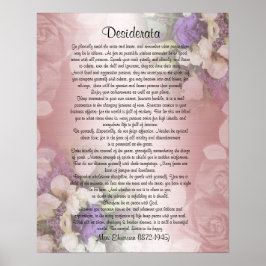 Poster Desiderata "coisas desejadas", prosa no floral