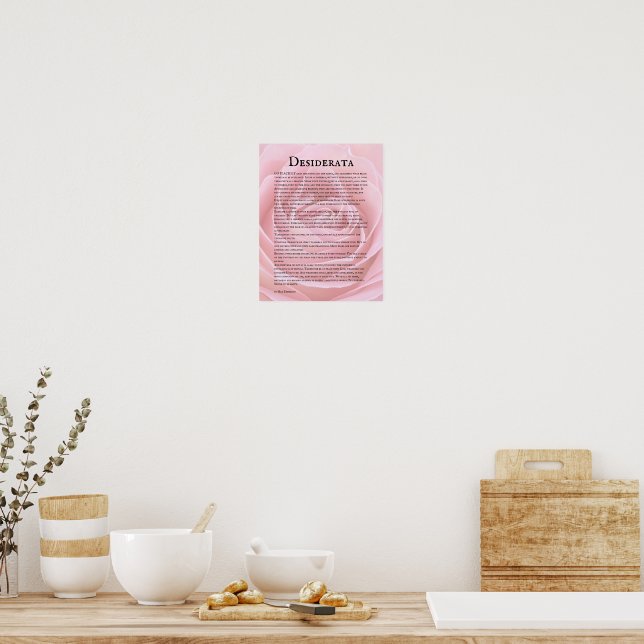 Poster Desiderata do Desabrochar da Rosa Rosa Poema (Cozinha)