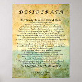 Póster Desiderata em Floresta Verde Abstrato Watercolor