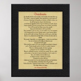 Póster Desiderata em linen couro