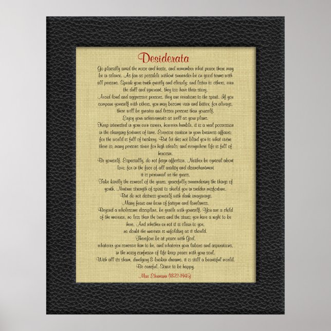 Póster Desiderata em linen couro (Frente)