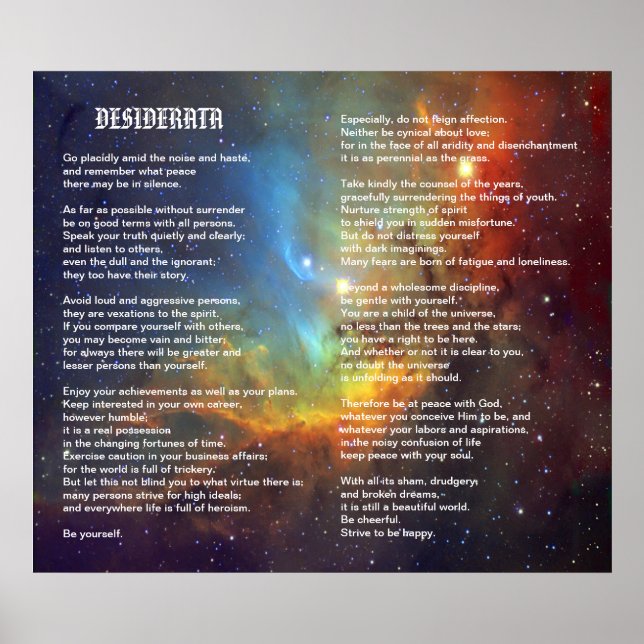 Póster Desiderata em Tulip Galaxy (Frente)
