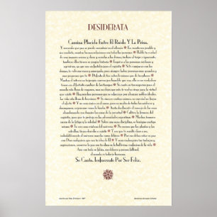 Póster DESIDERATA espanhóis Poster=Max Ehrmann=Parchment
