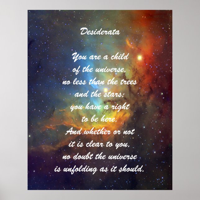 Poster Desiderata Filho do Universo (Frente)