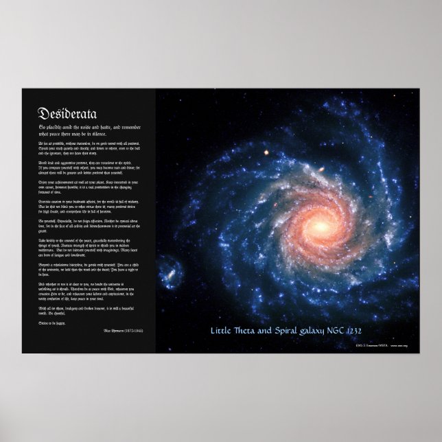 Poster Desiderata, galáxia espiral NGC1232 e Little Theta (Frente)