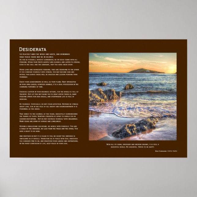 Póster Desiderata - Ilha Burgh de Bantham ao Sol (Frente)