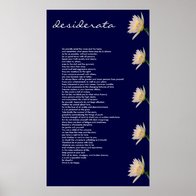 Poster Desiderata ~ Imprimir Tela (Frente)