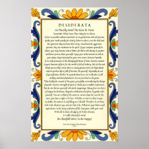 Póster Desiderata na beira floral do art deco