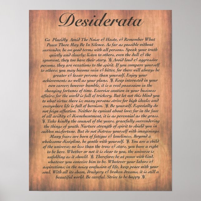 Póster DESIDERATA no avião de madeira (Frente)