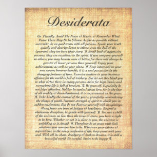 Poster DESIDERATA no papel de madeira fossilizado