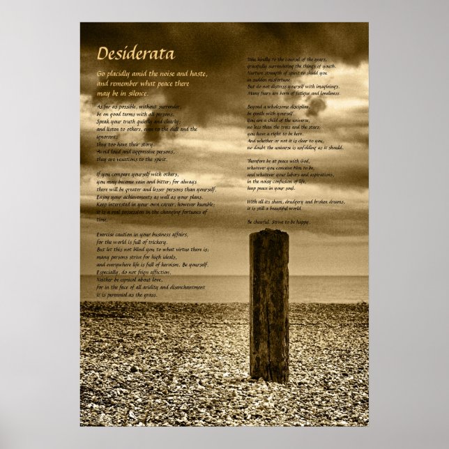 Poster Desiderata Poem - Belas Artes, Eu Tenho Tempo (Frente)