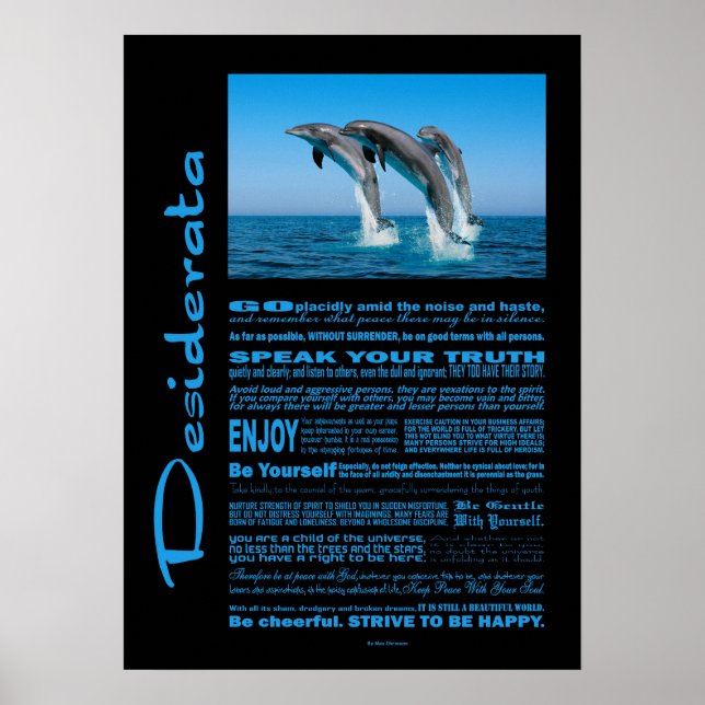 Poster Desiderata Poem Up Dolphins (Frente)