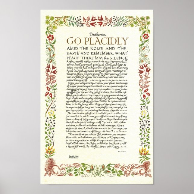 POSTER DESIDERATA por Max Ehrmann - Flores selvage (Frente)