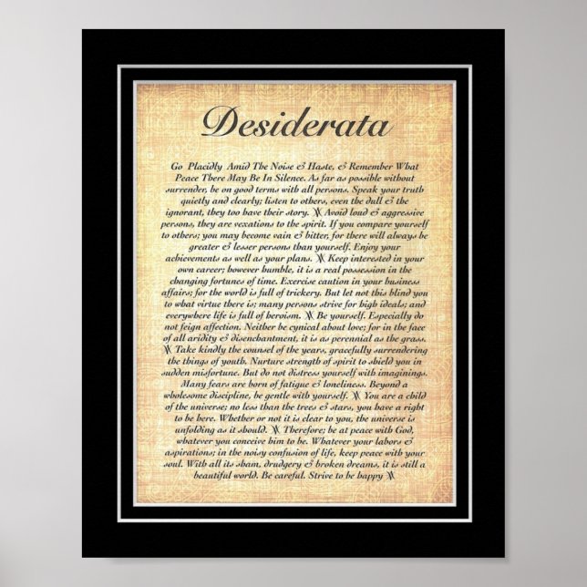 POSTER DESIDERATA por Max Ehrmann=Fóssil (Frente)