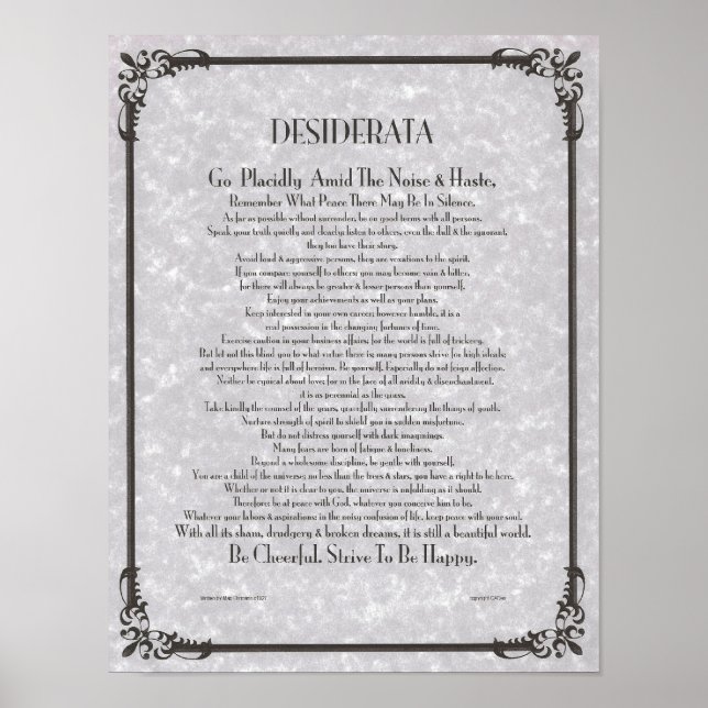POSTER DESIDERATA por Max Ehrmann MUITOS TAMANHOS (Frente)