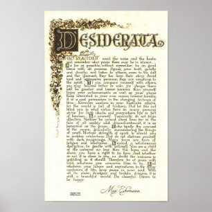 POSTER DESIDERATA por Max Ehrmann - Rolagem antiga