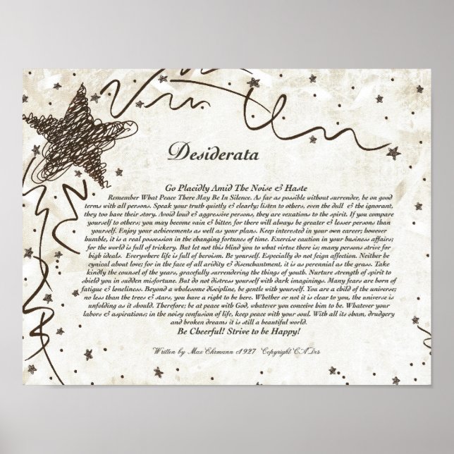 POSTER DESIDERATA por Max Ehrmann-Shining Star (Frente)