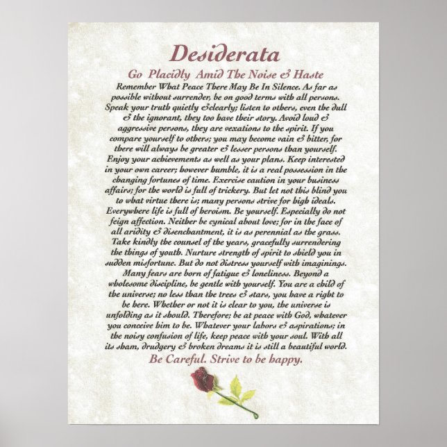 Poster DESIDERATA Red Rosie (Frente)