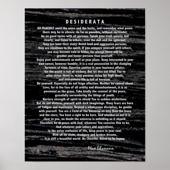Póster Desiderata Silver Engravidada no Mármore Negro (Frente)