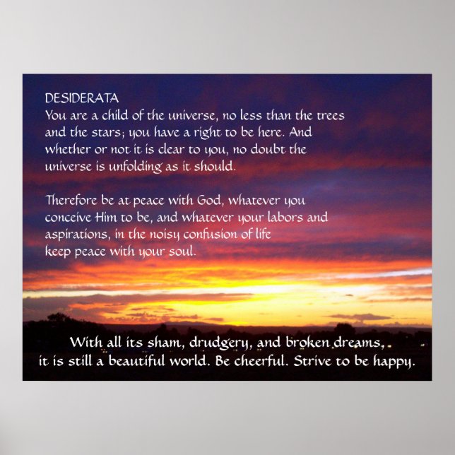 Póster DESIDERATA sunset (Frente)