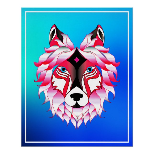 Póster Design- 24531 Pink Wolf Head (Frente)