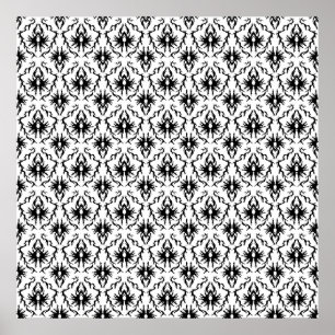 Póster Design à moda do damasco, preto e branco.