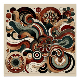 Póster Design abstrato apresentando formas de boho