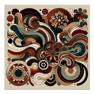 Póster Design abstrato apresentando formas de boho