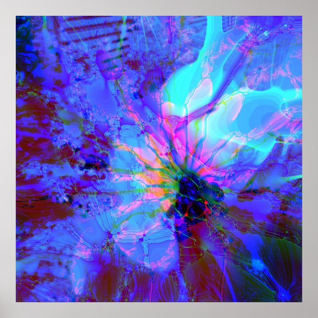 Póster Design Abstrato Azul e Roxo (Frente)