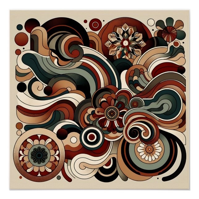 Póster Design Abstrato com Formas Boho (Frente)