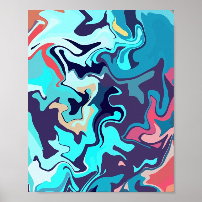 Poster Design abstrato com tons de turquesa calorosos (Frente)