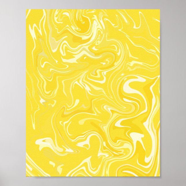 Poster Design Abstrato de Fluido Amarelo (Frente)