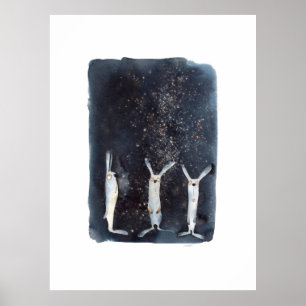 Poster Design abstrato de lebres aquáticas engraçadas