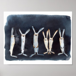 Poster Design abstrato de lebres aquáticas engraçadas