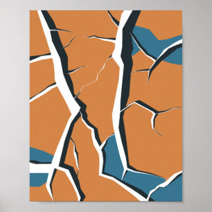 Poster Design Abstrato de Superfície Rachada