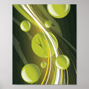 Poster Design abstrato dinâmico da esfera verde e da onda