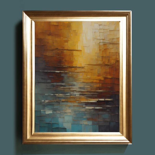 Poster Design abstrato moderno Dourado e tons azuis II (Criador carregado)