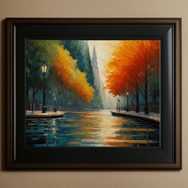 Poster Design Abstrato Moderno Laranja Azul Dourado Europ