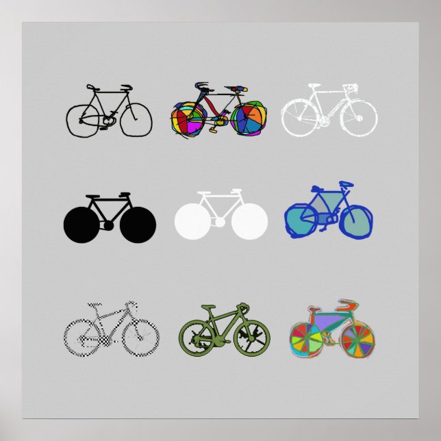 Póster design agrupada de bicicletas incríveis (Frente)