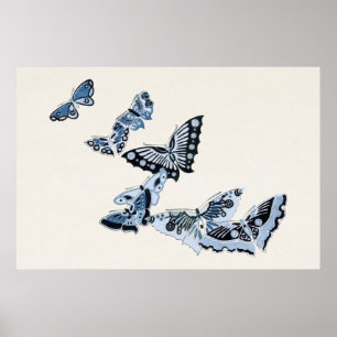 Poster Design-art ポ da borboleta azul japonesa ス タ ー