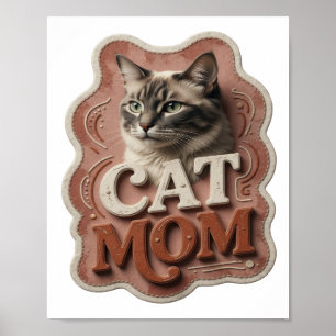 Poster Design Artístico Laranja CAT MOM